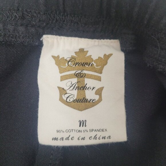 Crown & Anchor Size M Couture Black Bedazzled Drawstring Capri Activewear Pants - Picture 3 of 7